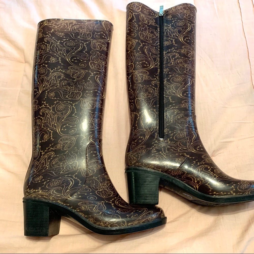 Shaboom Paisley Heeled Rain Boots